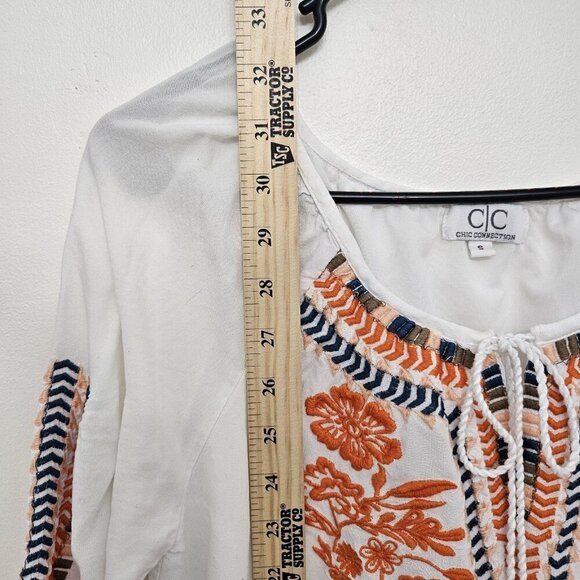 C/C Chic Connection White Embroidered Boho Peasant Bell Sleeve Dress S - Picture 10 of 11